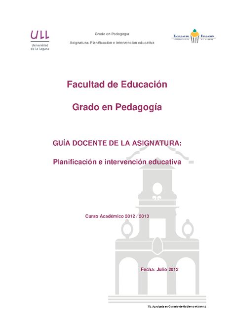 GU A DE LA Asignatura - guia docente - Planificación e Intervención ...