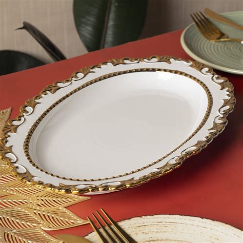 Golden Edge Glazed Serveware Dish - Market99 India – MARKET99