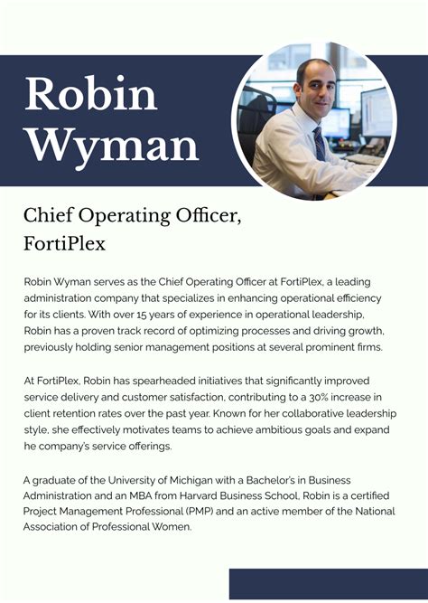 Free Executive Professional Bio Template to Edit Online