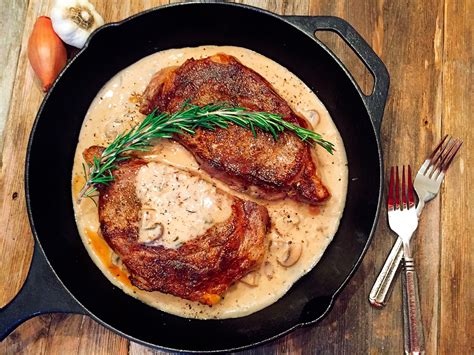 Pan-Seared Rib-Eye Steaks in a Brandy & Rosemary Cream Sauce - A Hint ...