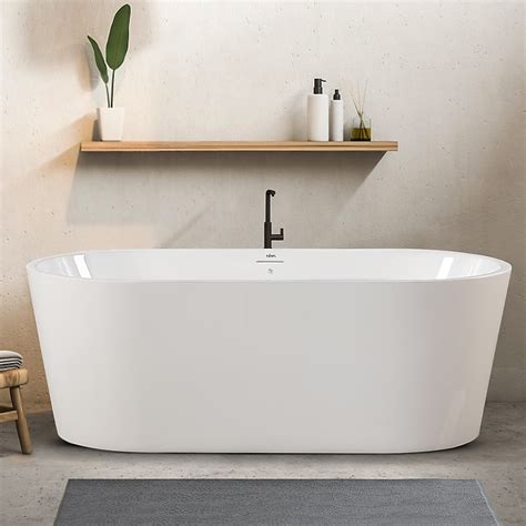 FerdY Shangri-La 31.5-in x 66.5-in White Acrylic Oval Freestanding ...