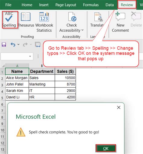 How to Perform a Spelling Check on the Active Worksheet in Excel ...