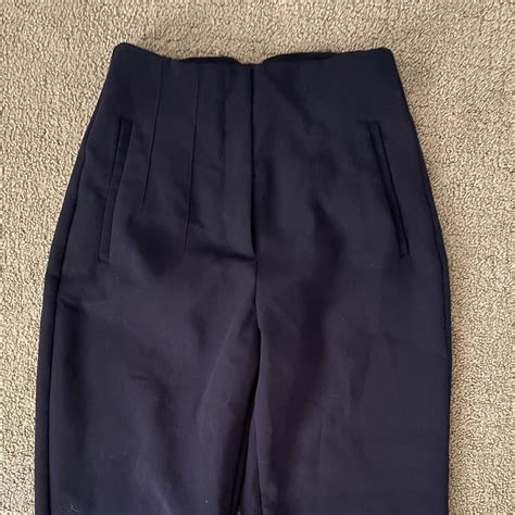 zara pleated high waisted work pants with zipper and... - Depop