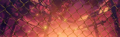 Download wallpaper sunset, the fence, tower cranes, section art in ...