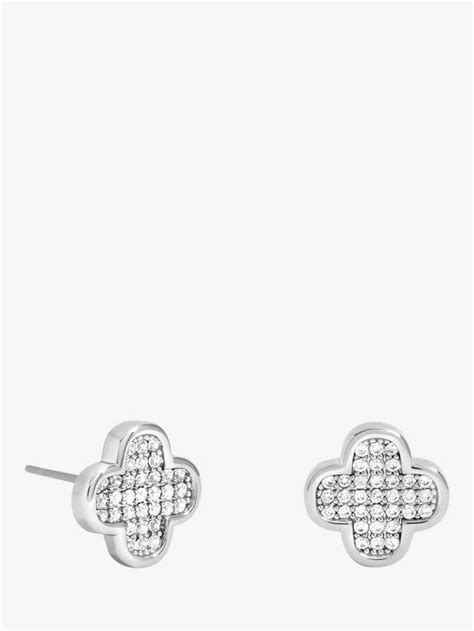 Jon Richard Micro Pave Stud Earrings, Silver