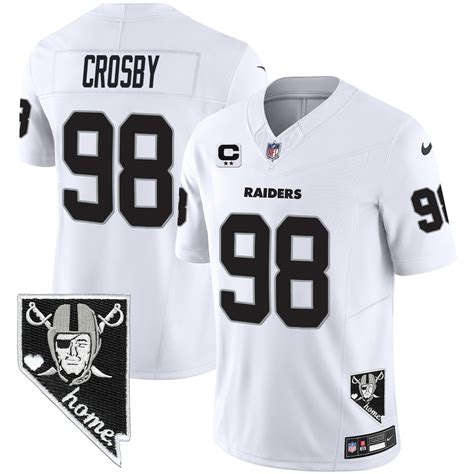 Maxx Crosby Men’s Las Vegas Raiders Nevada Home Patch Vapor White Jersey – All Stitched – ShoeJS ...