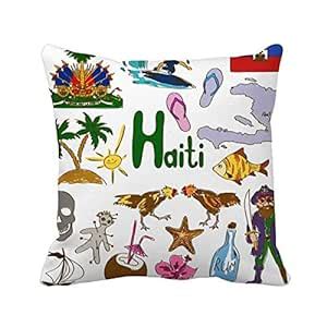 Haiti Landscap Animals National Flag Square Throw Pillow Insert Cushion ...