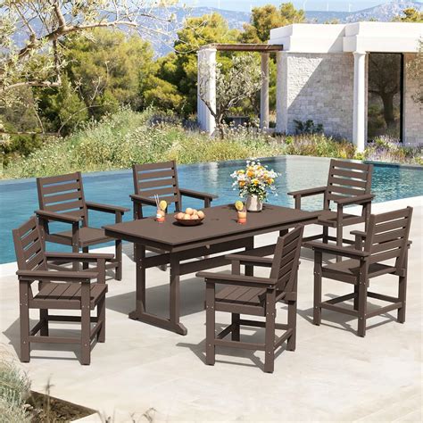 Amazon.com: Homenjoy Patio Table and Chairs Set 7 Pieces, HDPS Weather ...
