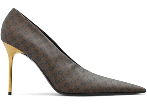 Balmain Monogrammed Stiletto Pumps Brown Black (Women's) Price in India ...