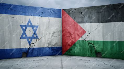 Premium Photo | Israel and palestine flags on walls