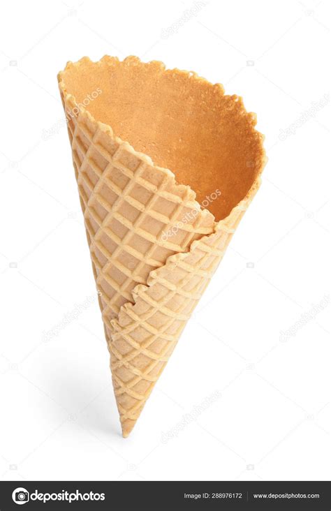 Empty wafer ice cream cone on white background Stock Photo by ...