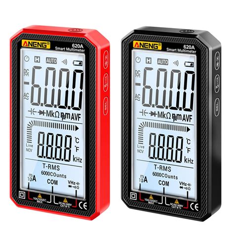 ANENG 620A スマートマルチメーター 6000カウント AC/DC電圧 電流 抵抗 キャパシタンス 周波数 温度 非接触電圧検出 ...
