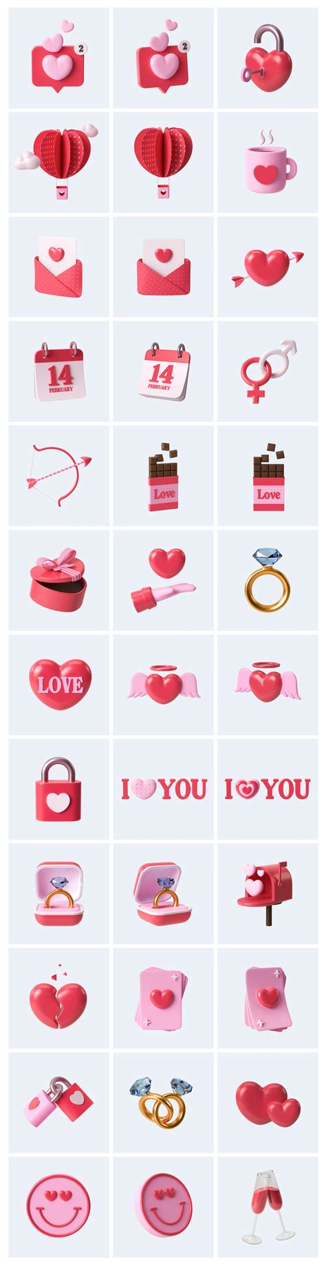 Valentine's Day 3D Free Illustrations for Figma | Lapa Ninja
