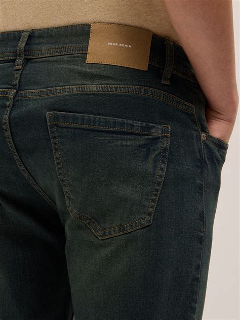 Shop Dark Green Mid-Rise Slim Fit Jeans with Light Fade Online ...