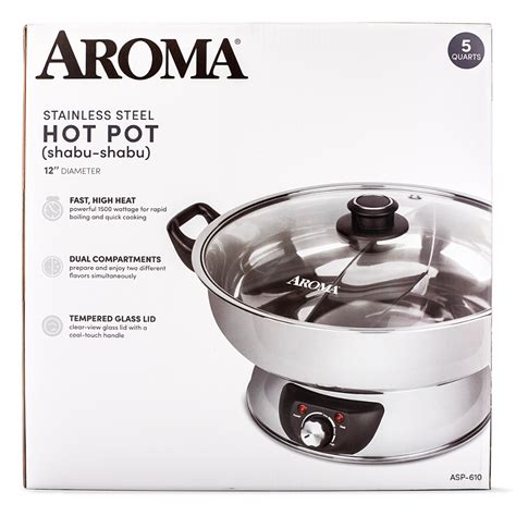 Get Aroma Stainless Steel Dual-Sided Electric Hot Pot 5Qt ASP-610 ...