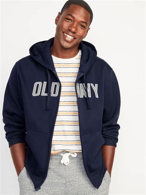 Old Navy Oversized Logo Zip Hoodie for Men blue - 417685032