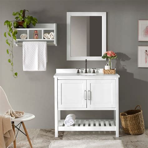 Alaterre Furniture Bennet 36-in White Bathroom Vanity Base Cabinet ...