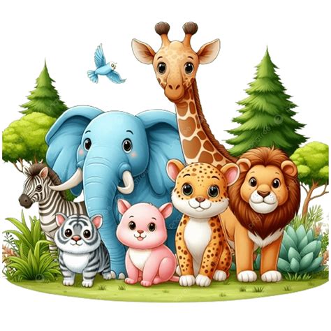 Cute Wild Animals Group On Day, Cute Wild Animals Group, Animals Group ...