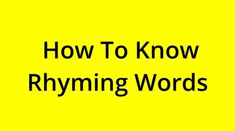 [SOLVED] HOW TO KNOW RHYMING WORDS? - YouTube