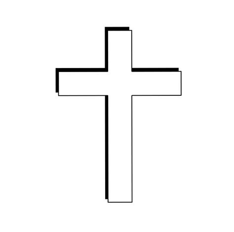 outline christian cross icon wit black shadow isolated on white ...