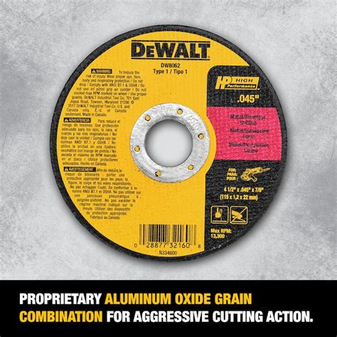 DEWALT 5-Pack 4.5-in Aluminum Oxide 60-Grit Grinding Wheel DW8062B5-L ...
