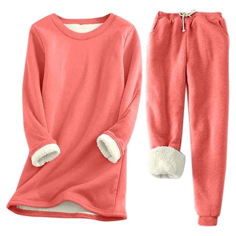 Besolor Women's Warm Winter Pajamas, Cozy Fleece Lined Lounge Sets ...