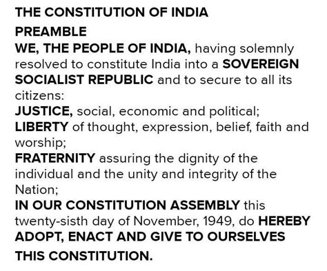 write the Preamble of Indian constitution and highlight important terms ...