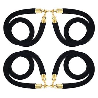 NovelBee 4pcs Black Velvet Stanchion Ropes with Gold Hooks,6.6 Feet ...