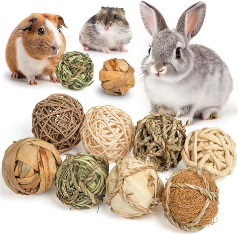 Amazon.com : Sofier Rabbit & Guinea Pig Toys - 8 Pcs Chew Grass Balls ...