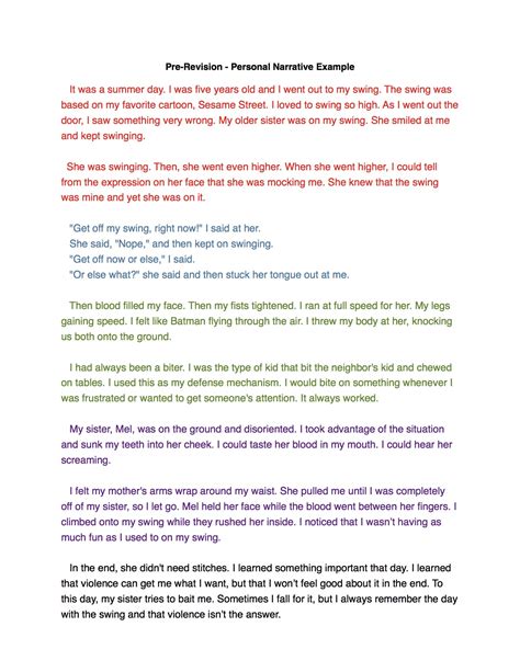 Personal Narrative Examples High School at Lewis Bonnett blog