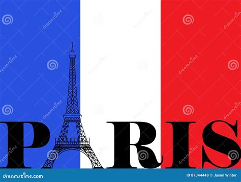 Paris France Flag Silhouette Stock Vector - Illustration of paris ...