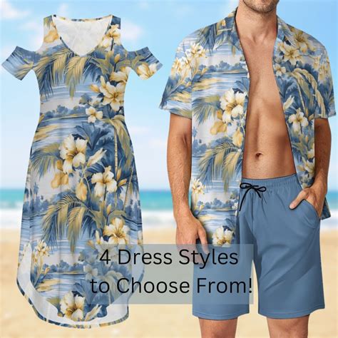 Buy Tropical Print Matching Couples Outfit: Hawaiian Resort Wear Online ...