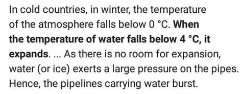 In winter the pipelines carrying water burst in cold countries - Brainly.in
