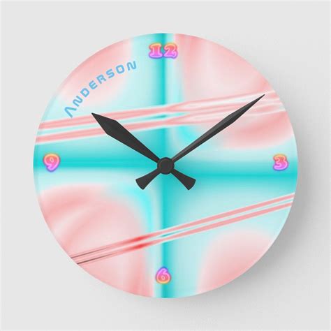 Neon plasma pink blu psychedelic personalized wall round clock – Artofit