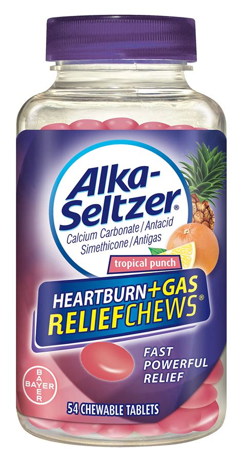 Alka-Seltzer Heartburn Plus Gas Relief Chews Tropical Punch 54 Count