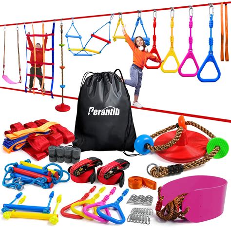 Buy Perantlb Ninja Warrior Obstacle Course for Kids-2x56ft Double Ninja ...