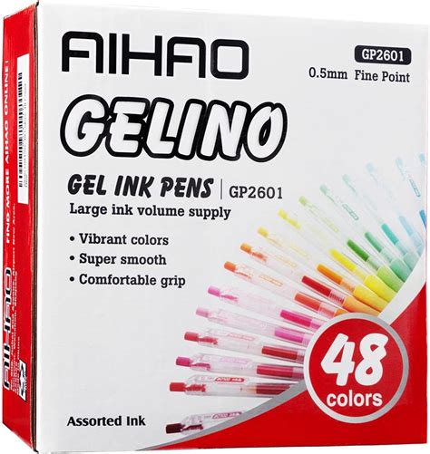 Buy AIHAO Gel Pens With Retractable Fine Point, 0.5mm, 48 Colored Pen ...