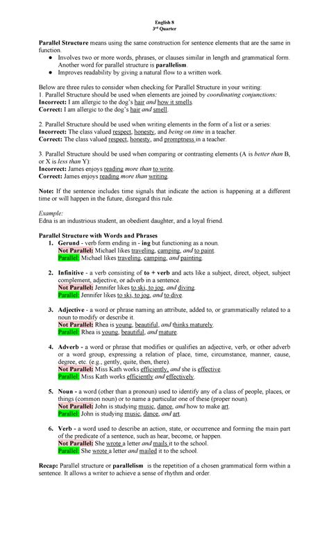 Image result for Parallel Structure English