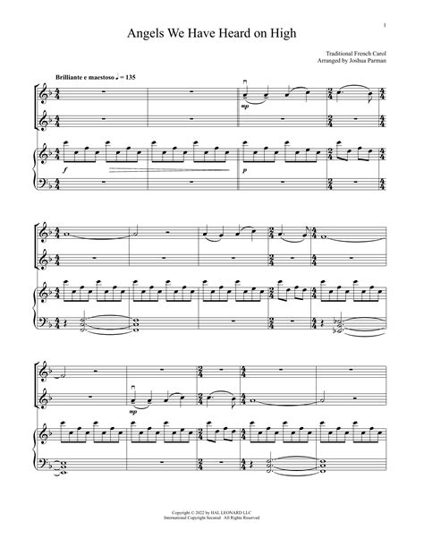 Angels We Have Heard On High (for Violin Duet and Piano) by Traditional ...