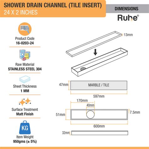 Shower Drain Channels Online | Linear ,Tile and Marble Drain Channel – Ruhe