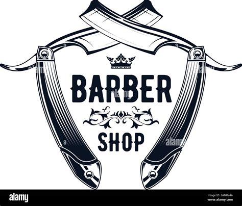 Vintage barbershop emblem - old straight razor, barber shop logo Stock ...