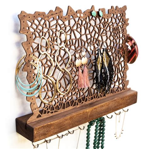 Wall Mounted Jewelry Display for Necklaces, Bracelets, Earrings and ...