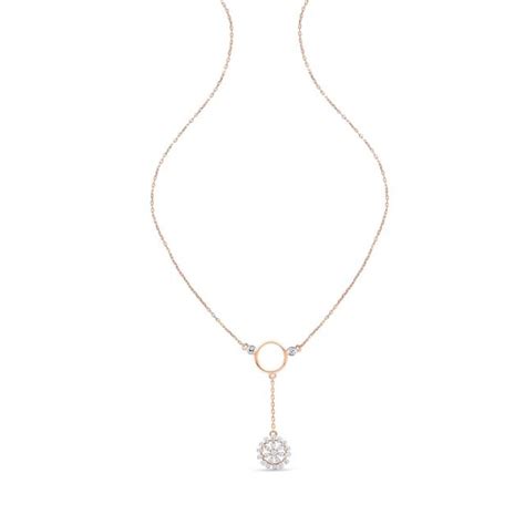 14 KT Rose Gold Circular Diamond Necklace