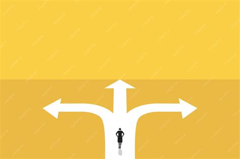 Premium Vector | Business woman stand in front of a crossroad with road split in three different ...