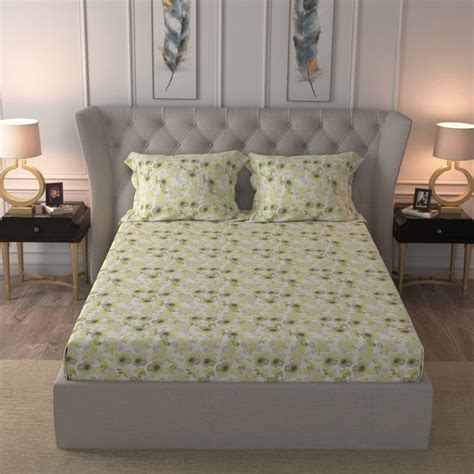 Buy MASPAR Gardenia Magnolia 3-Piece Double Bedsheet Set - 224 x 275 cm ...