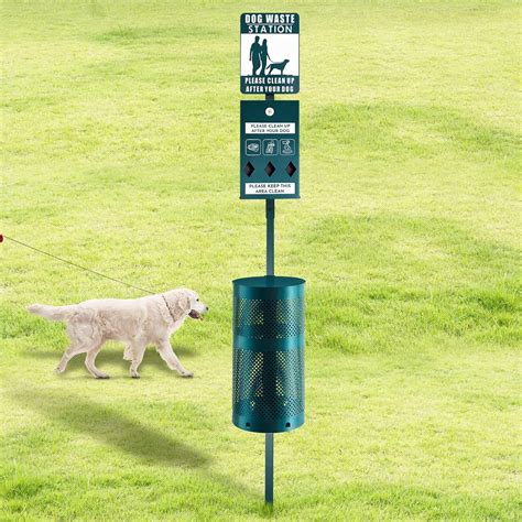 Amazon.com: Qinyoung Dog Waste Station Galvanized Steel Outdoor Pet Bin ...