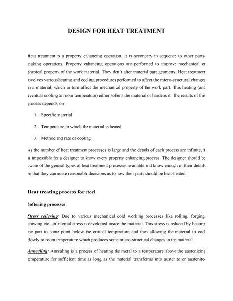 M5L7 - Lecture notes 7 - DESIGN FOR HEAT TREATMENT Heat treatment is a ...