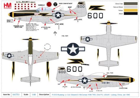 P-51D Mustang Lt. Col. Edward O. McComas 118th TRS, 23rd FG, USAAF ...