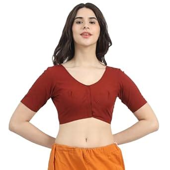 Buy 100% Cotton Saree Blouse (Bra Size Fitting) Front Open with Hook ...