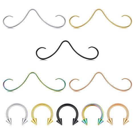 Briana Williams 10PCS Mustache Septum Ring Septum Mustache Nose Ring ...